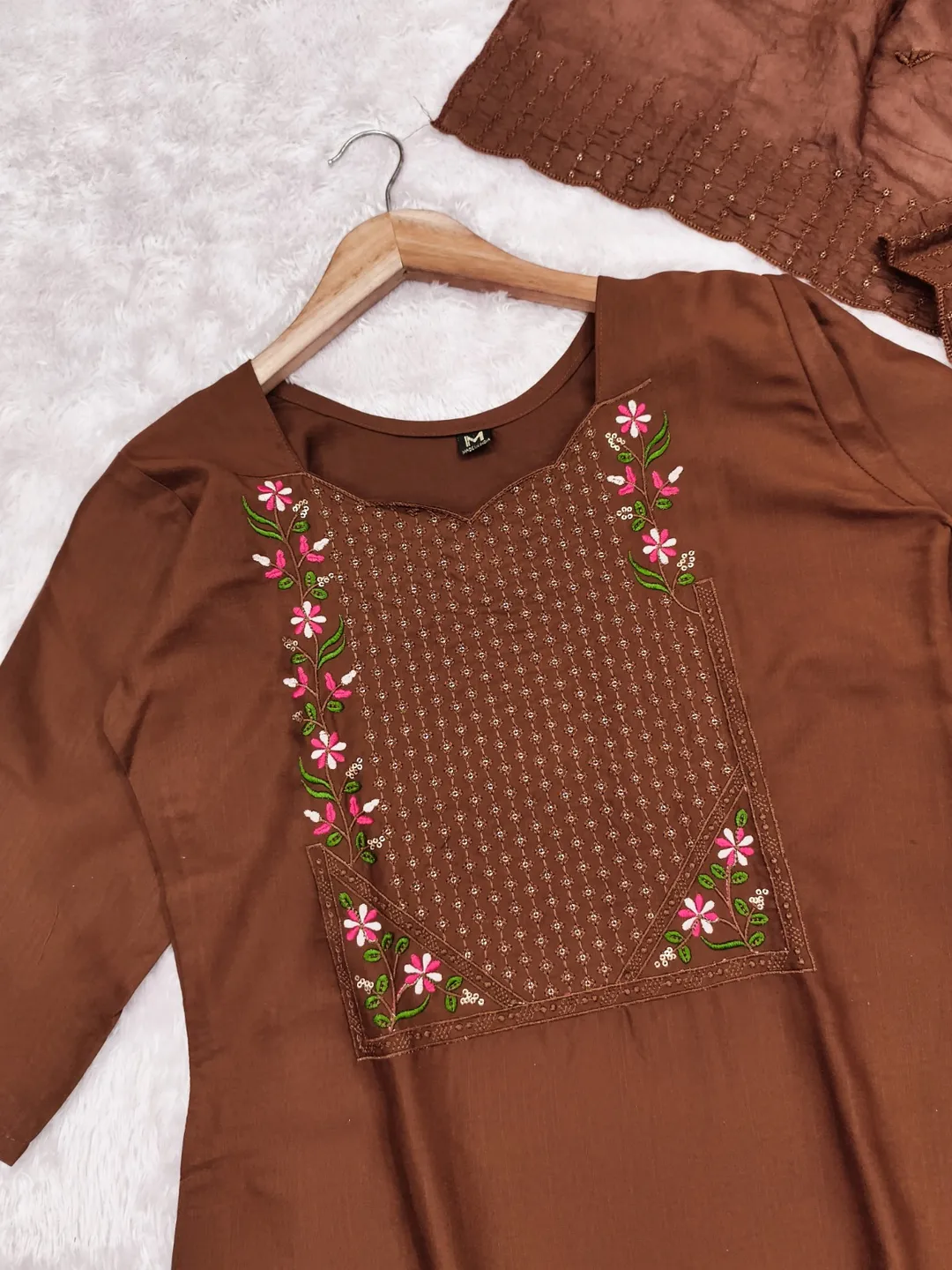 Vertical Cotton Straight Kurta Set with Dupatta
