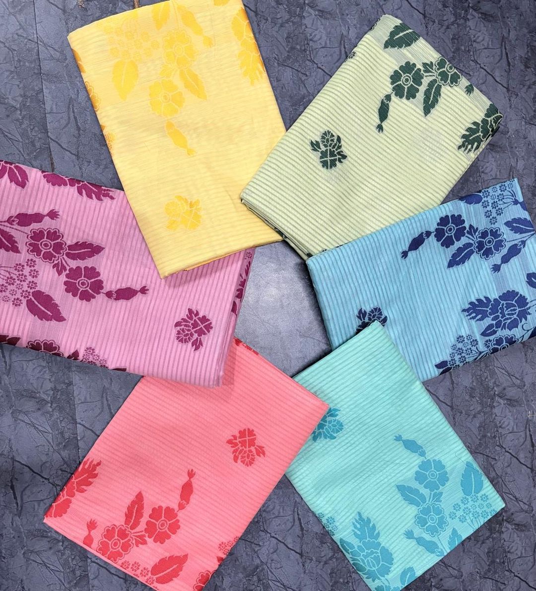 Sea Green Floral Linen Cotton Saree with Border