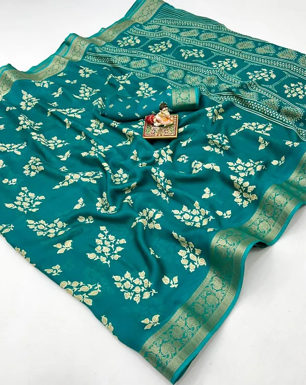 Calcutta Moss Mellow Georgette Printed Saree