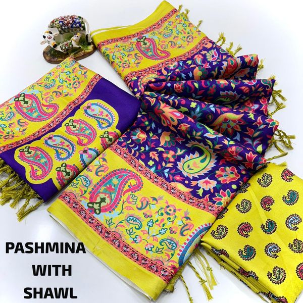 Digital Premium Pashmina Saree with Shawl & Blouse