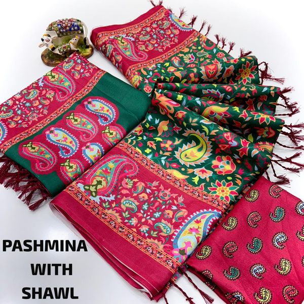 Classic Digital Print Pashmina Saree for Women