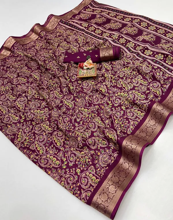 Traditional Moss Georgette Print Saree