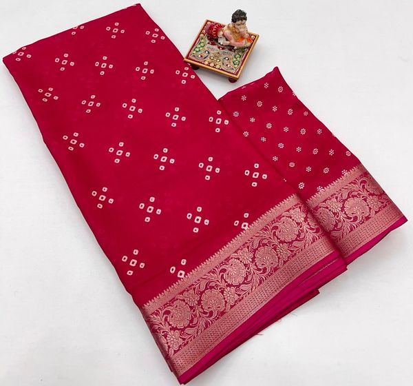 Festive Red Georgette Saree With Rich Zari Border