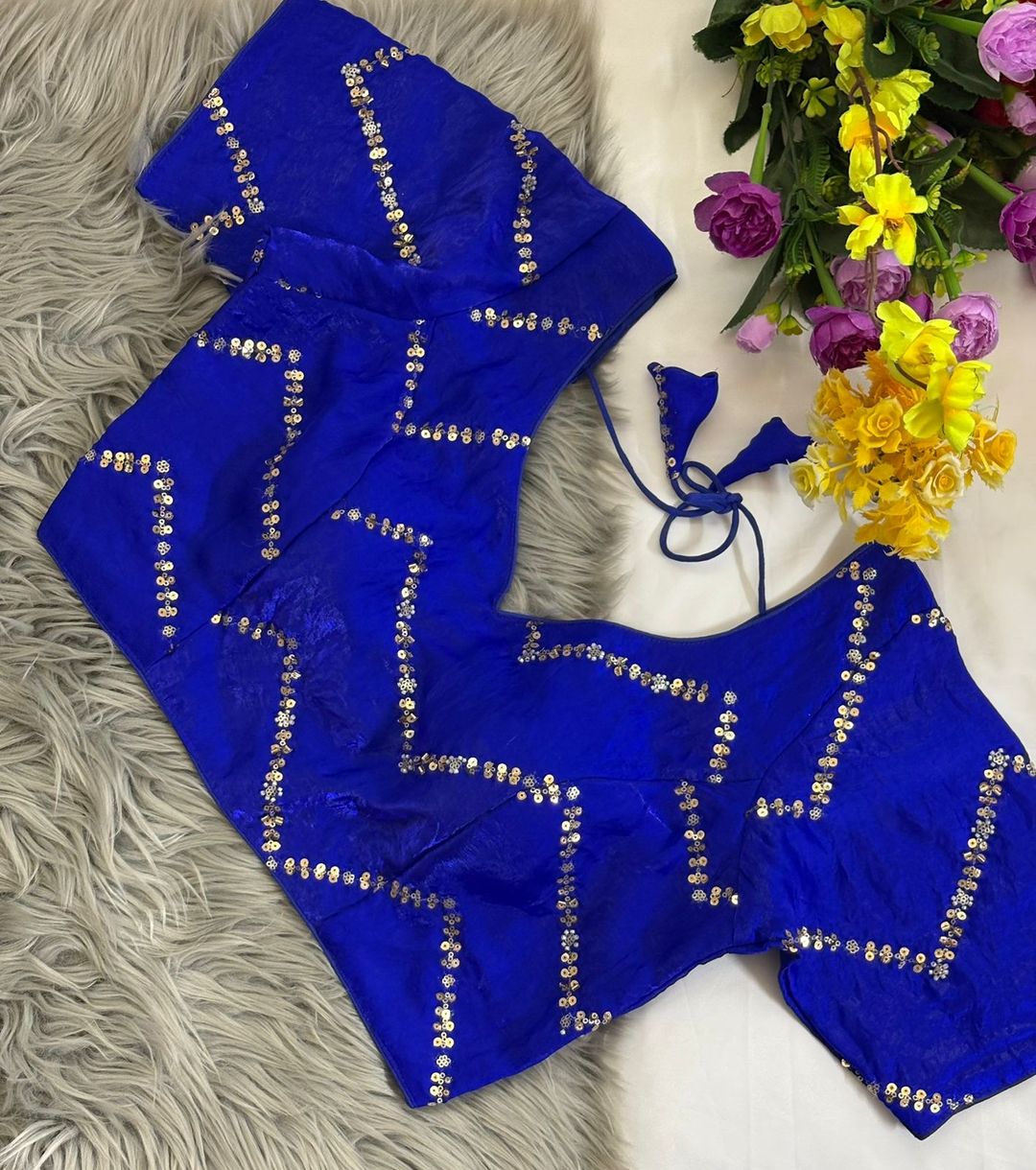 Fendy Silk Zigzag Moti Work Readymade Blouse