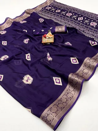 Luxury Purple Georgette Saree with Woven Border Design