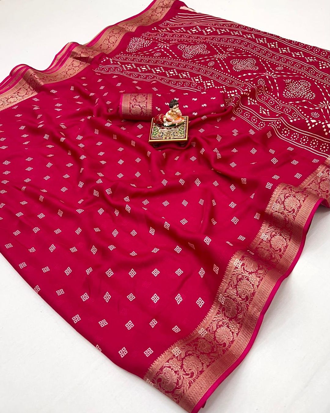 Rani Pink Traditional Moss Georgette Saree With Blouse