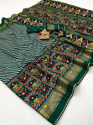Emerald Royal Weave Pashmina Silk Saree