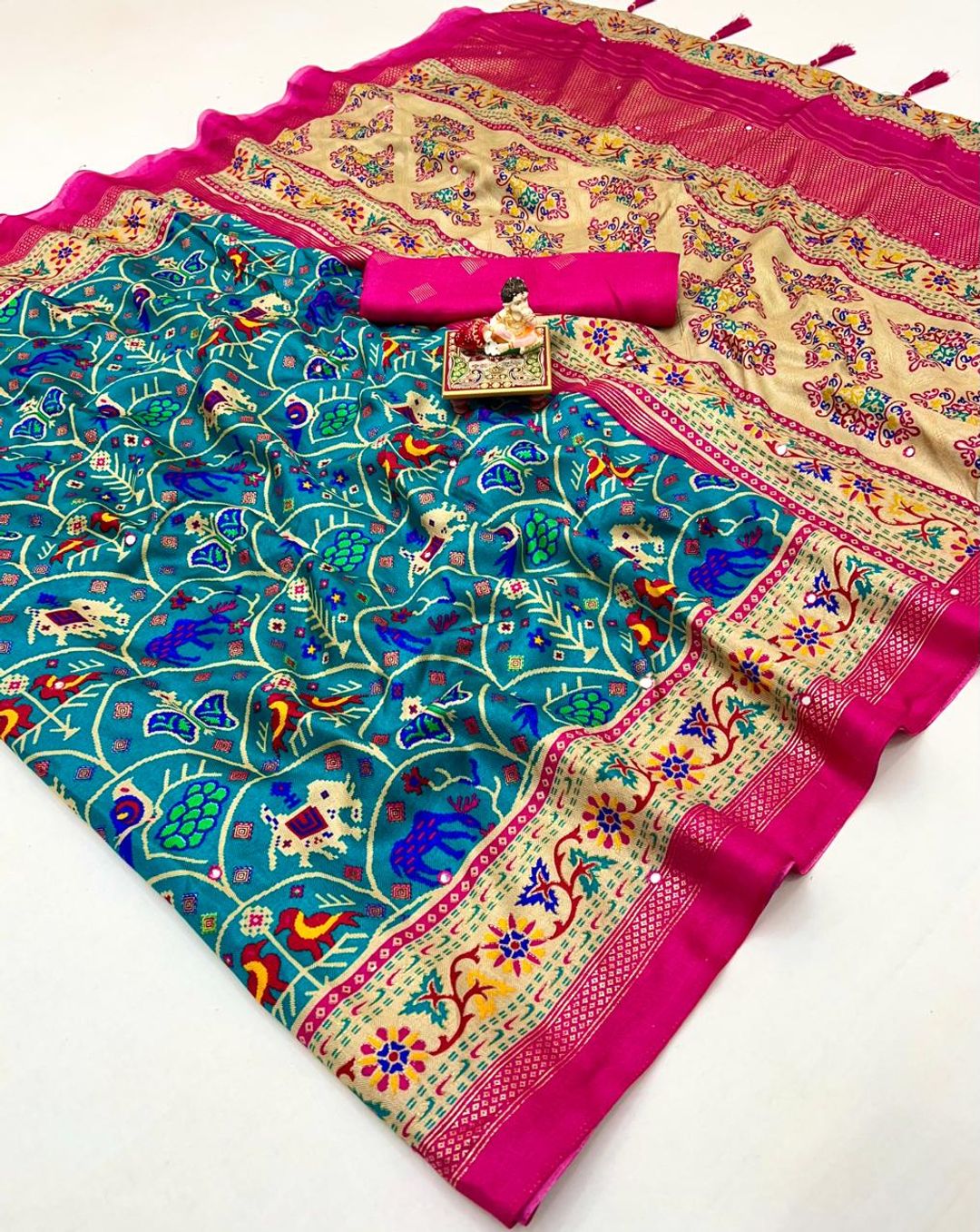 Heritage Peacock Patola Pashmina Silk Saree