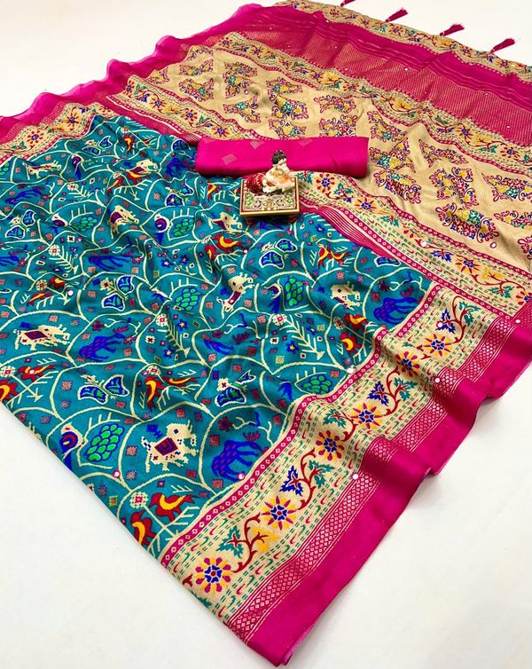 Heritage Peacock Patola Pashmina Silk Saree