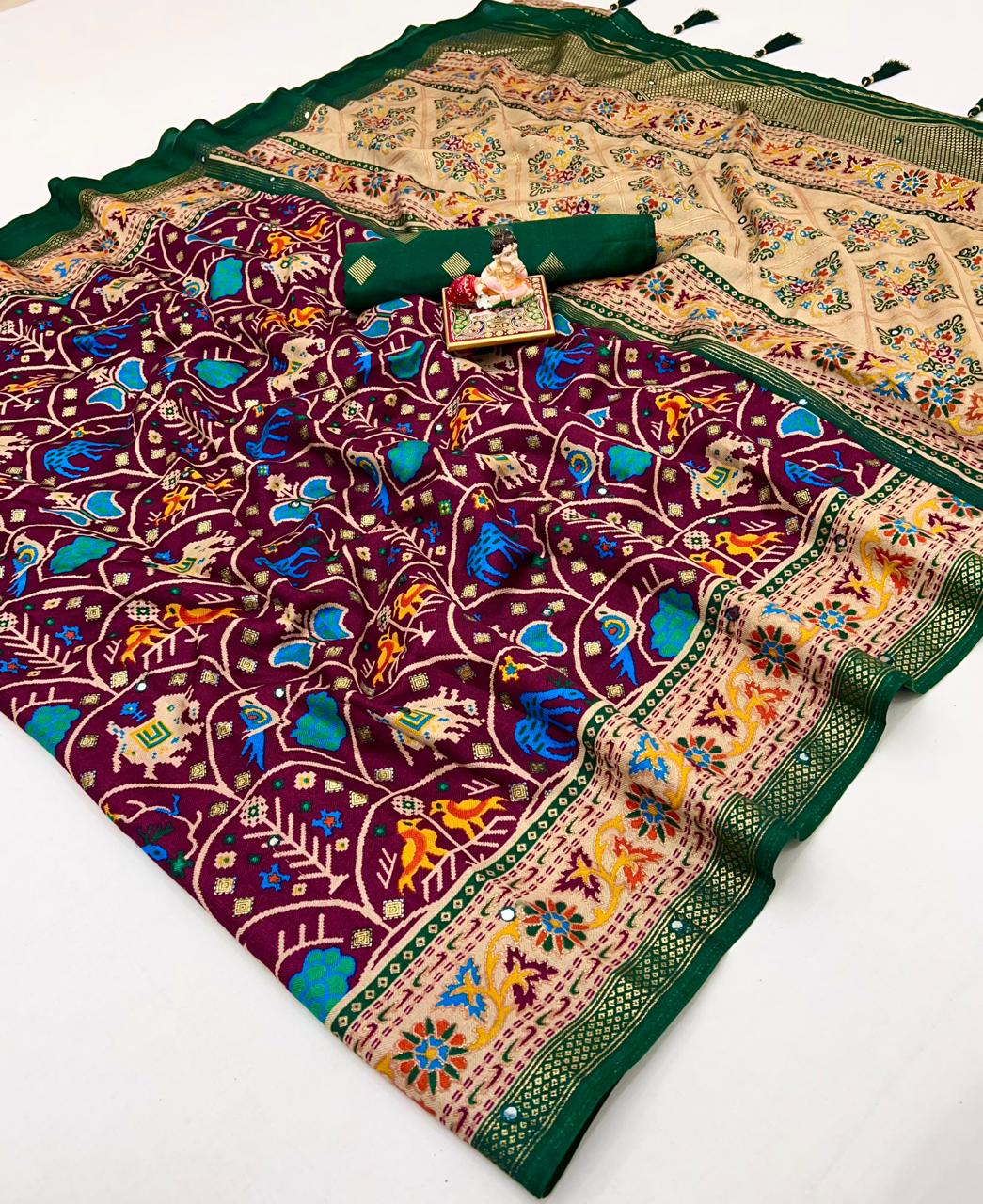 Wine silk saree for party