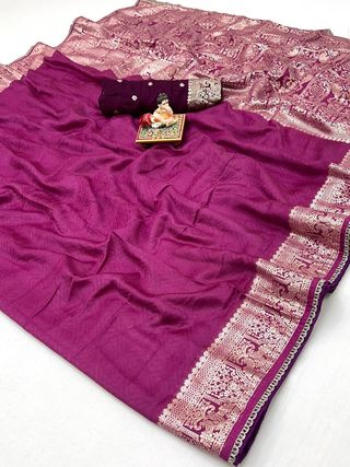 Wedding Wear Maslin Silk Zari Woven Saree Online