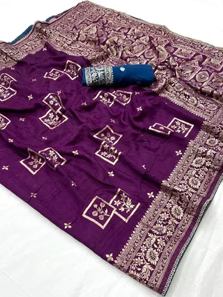 Wine Purple Maslin Silk Zari Woven Saree with Rich Pallu