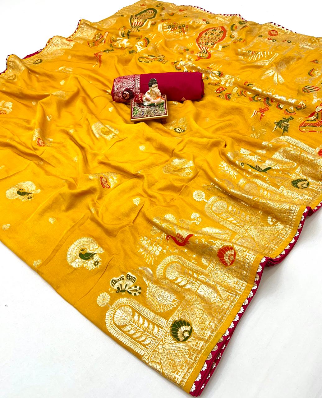 Mustard silk saree