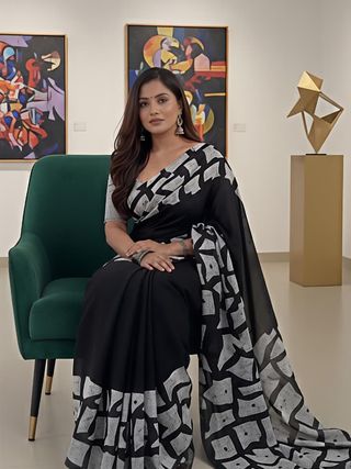 Premium Black Georgette Saree For Party Wear
