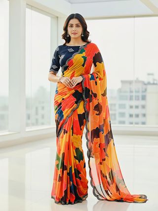 Sunset Mosaic Mirror Designer Saree