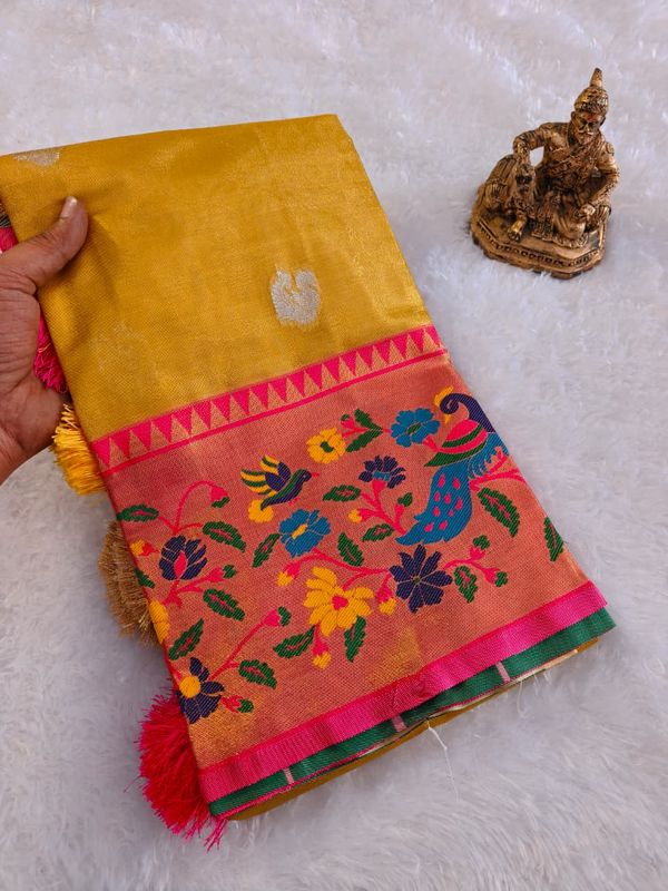 Banarasi Tissue Maharani Paithani Silk Saree with Pallu