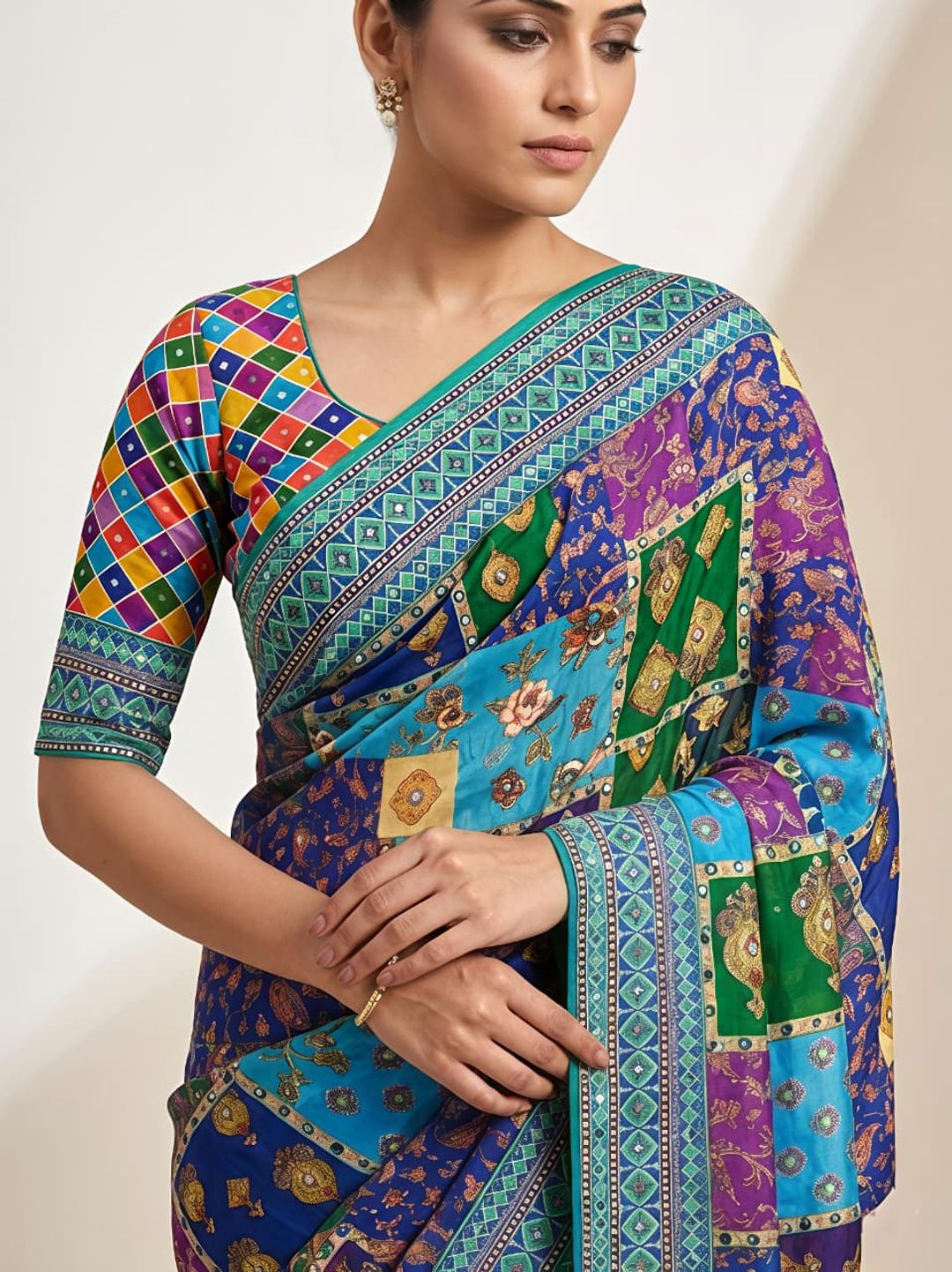 Royal Raj Gharana Mirror Work Designer Saree