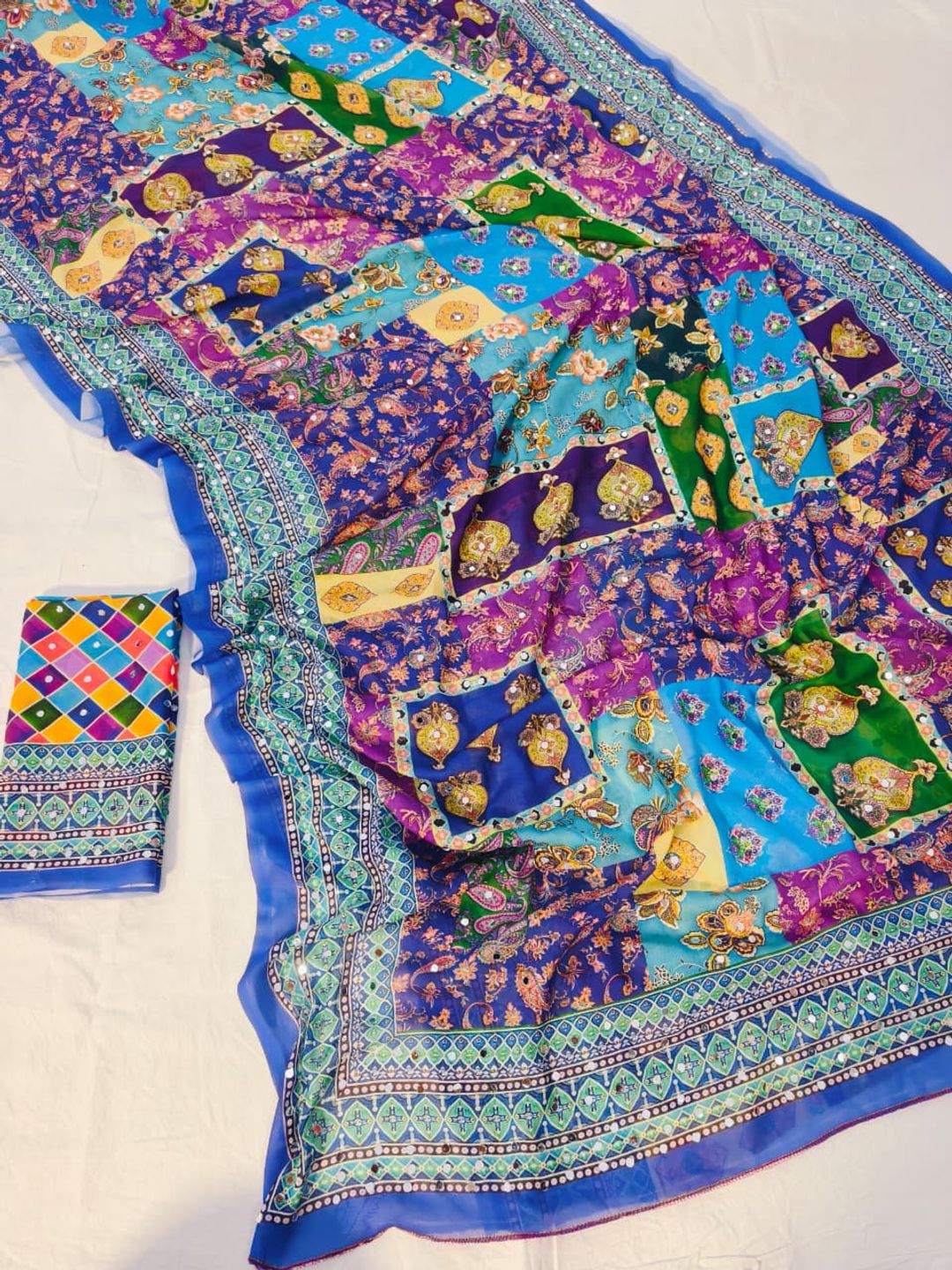 Royal Raj Gharana Mirror Work Designer Saree