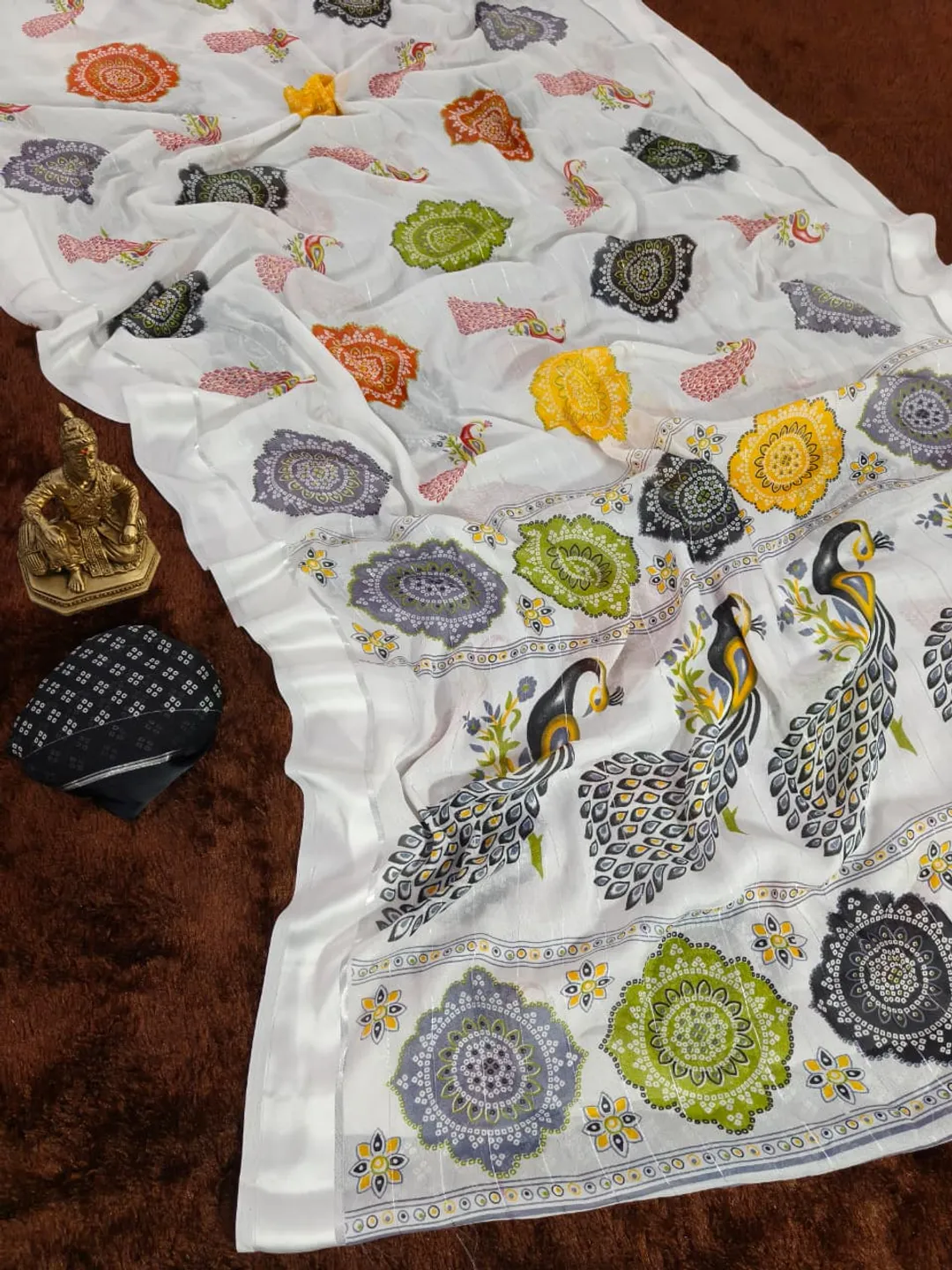 Rajwadi Mor Premium Printed Georgette Saree