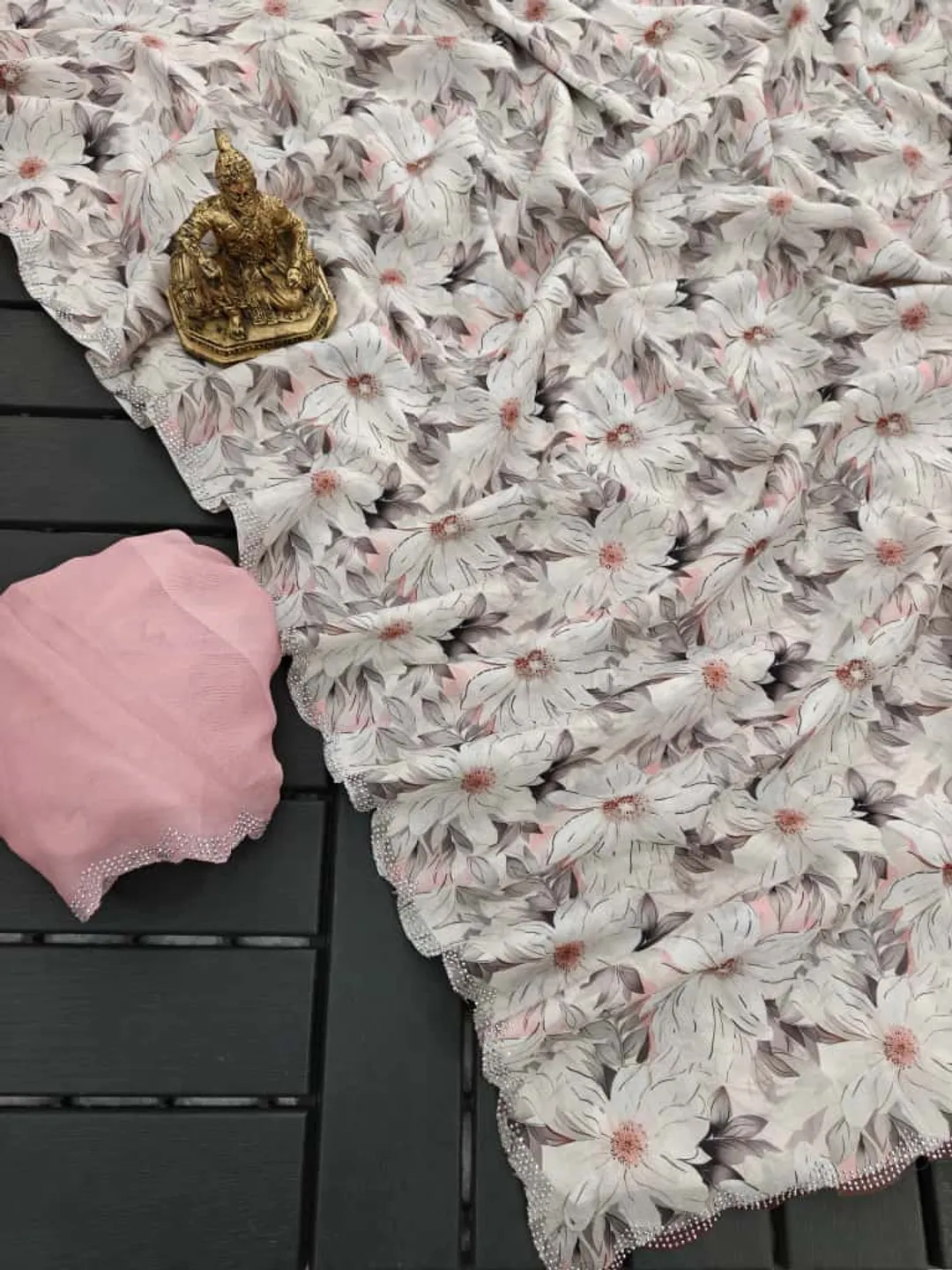 Blush Pink Grace Floral Digital Print Saree