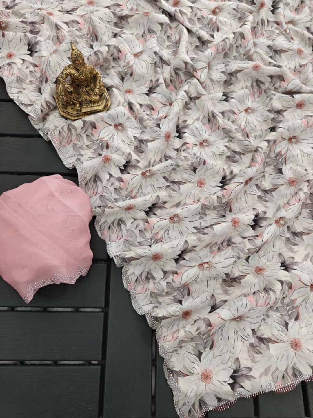 Blush Pink Grace Floral Digital Print Saree