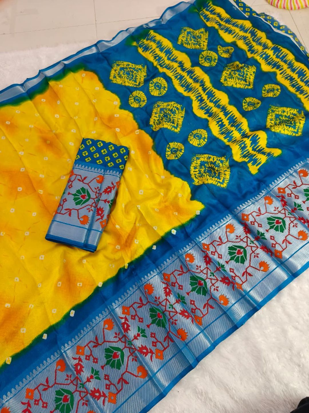 Yellow Glow Leheriya Designer Saree