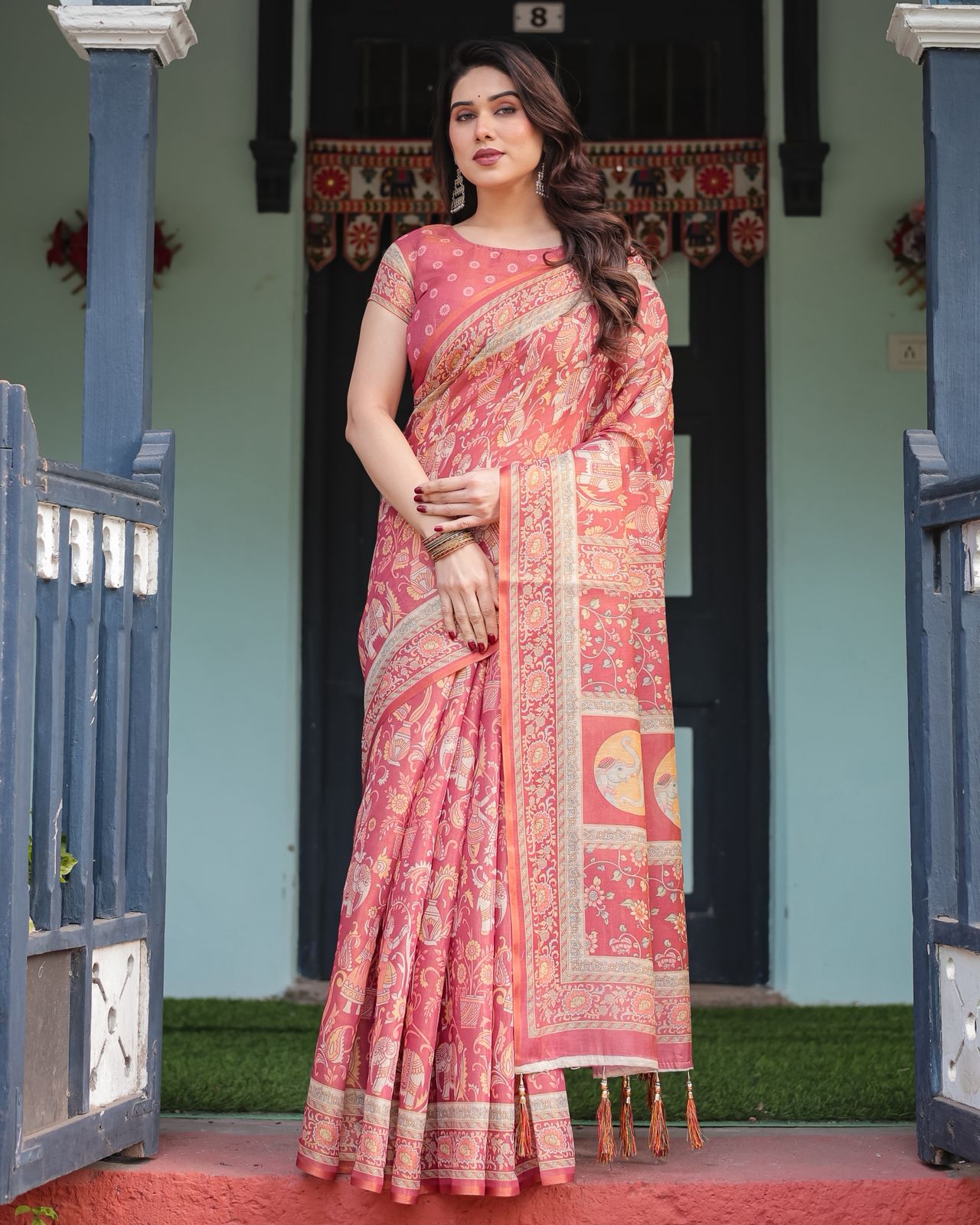 Handloom red saree