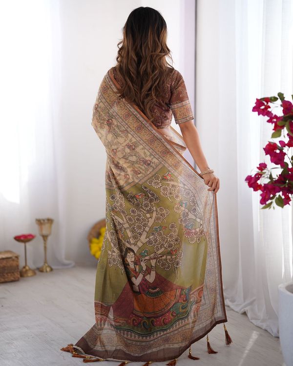 Beige Earth Folk Tale Saree – Varnavi