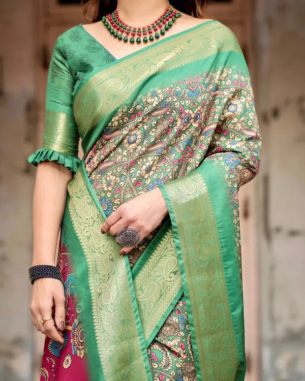Royal Green Tussar Silk Saree Online