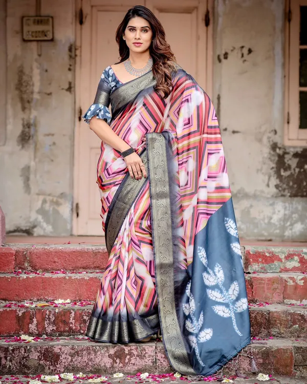 Charcoal Grey Tussar Silk Saree Online