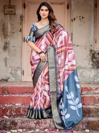 Charcoal Grey Tussar Silk Saree Online