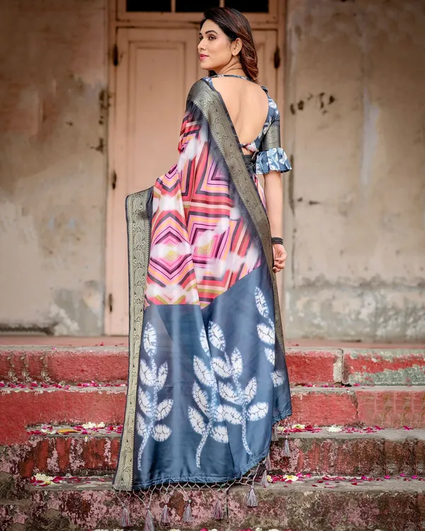 Charcoal Grey Tussar Silk Saree Online