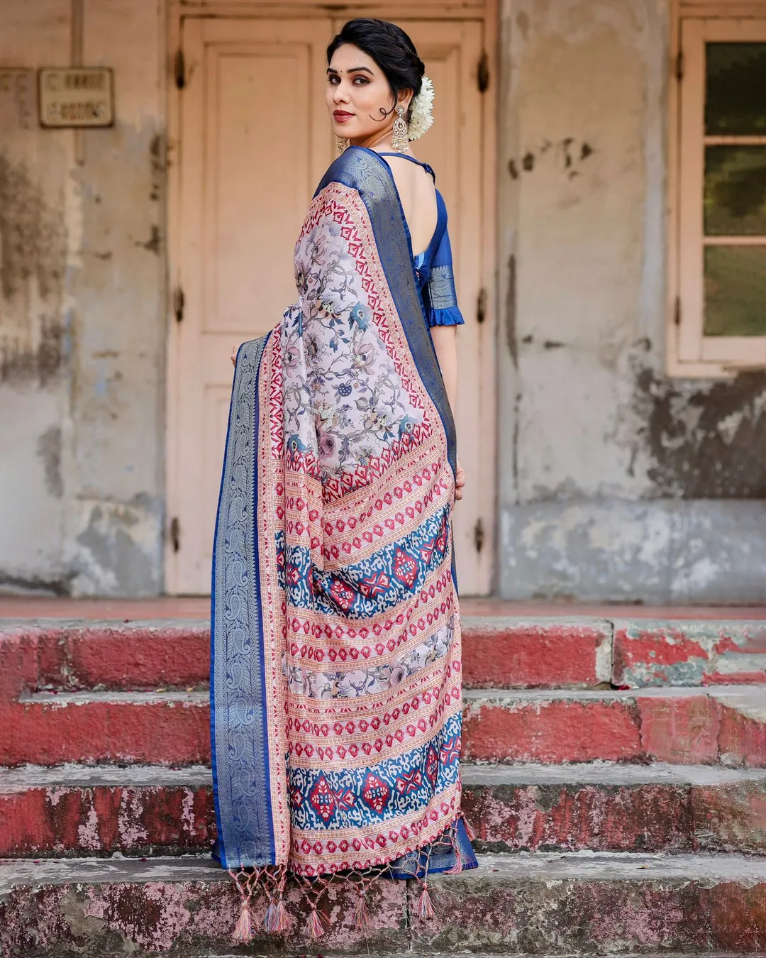 Royal Blue Banarasi Silk Saree with Zari Border