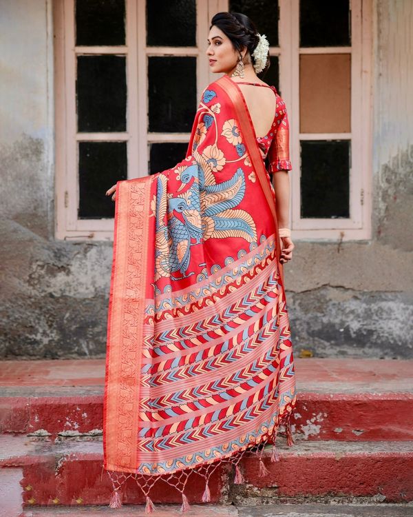 Elegant Red Banarasi Silk Saree for Festive & Wedding Wear
