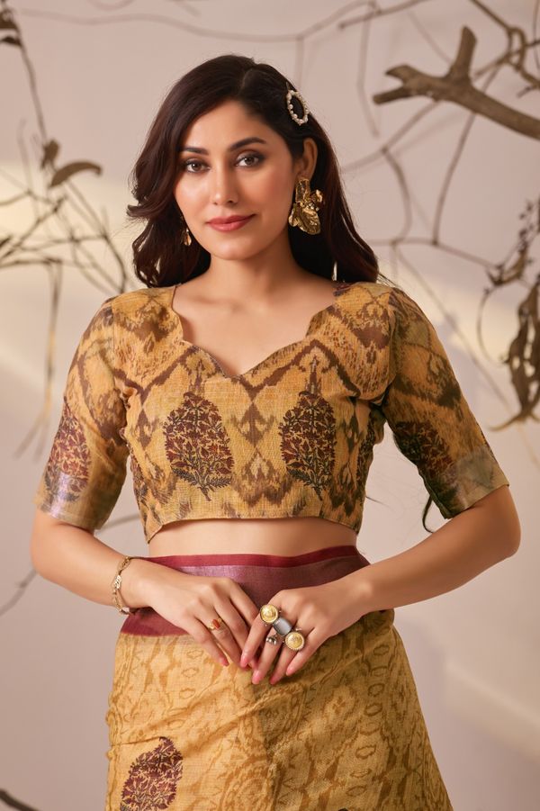 Traditional Beige Multicolor Printed Saree