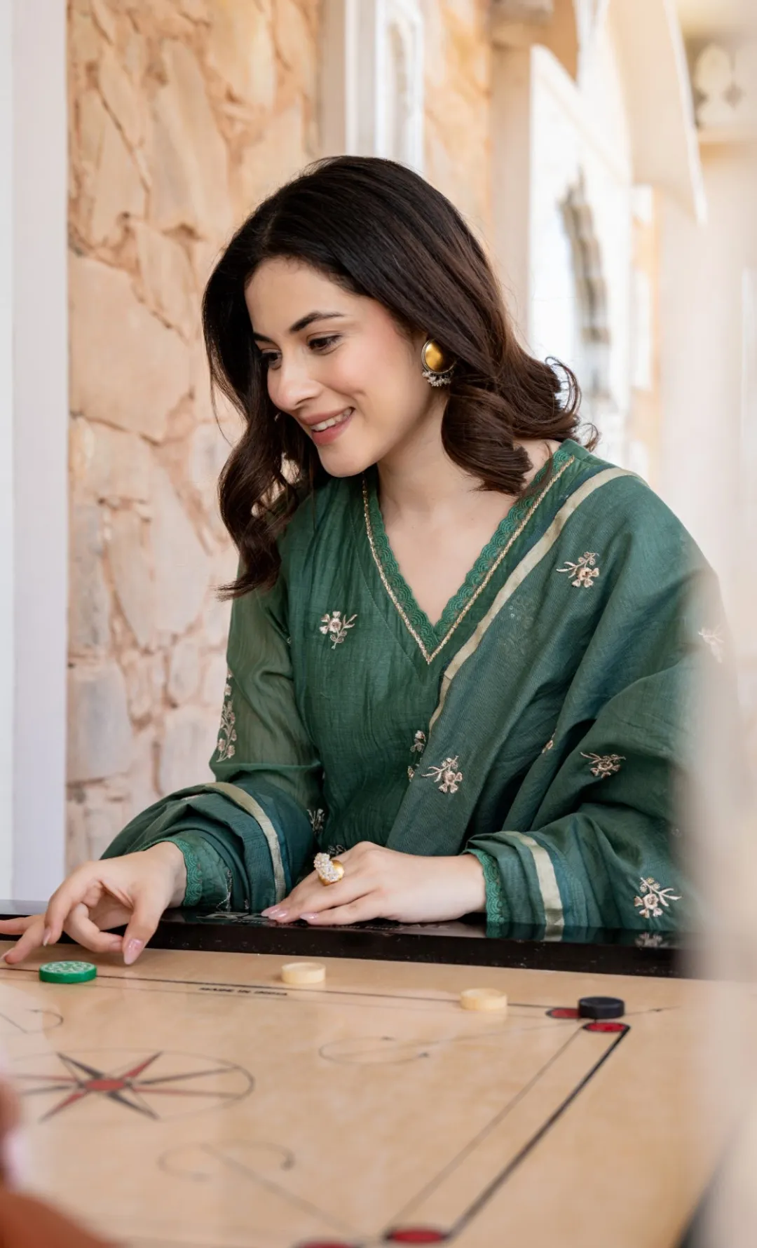 Elegant Green Chanderi Silk Kurti Pant Dupatta Set