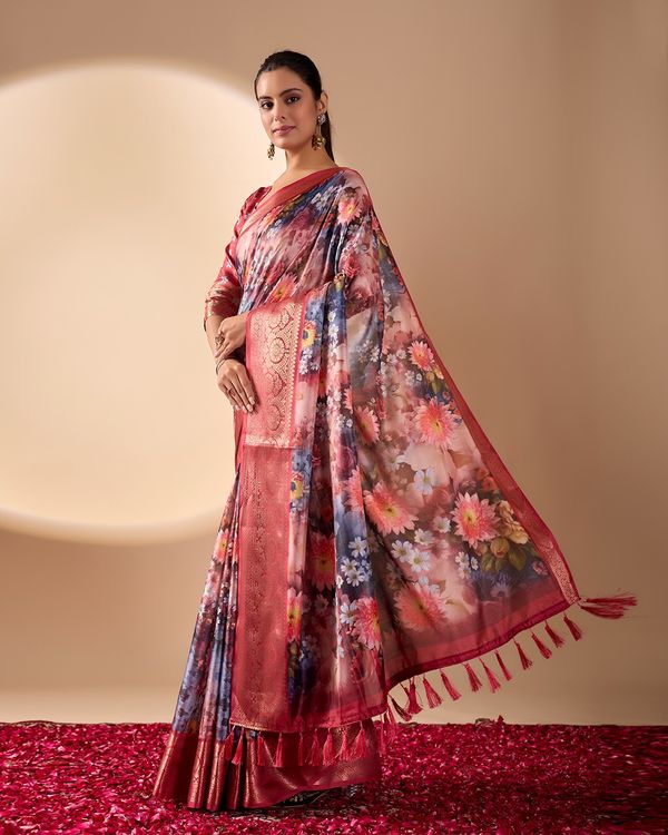 Wine Garden Designer Silk Saree