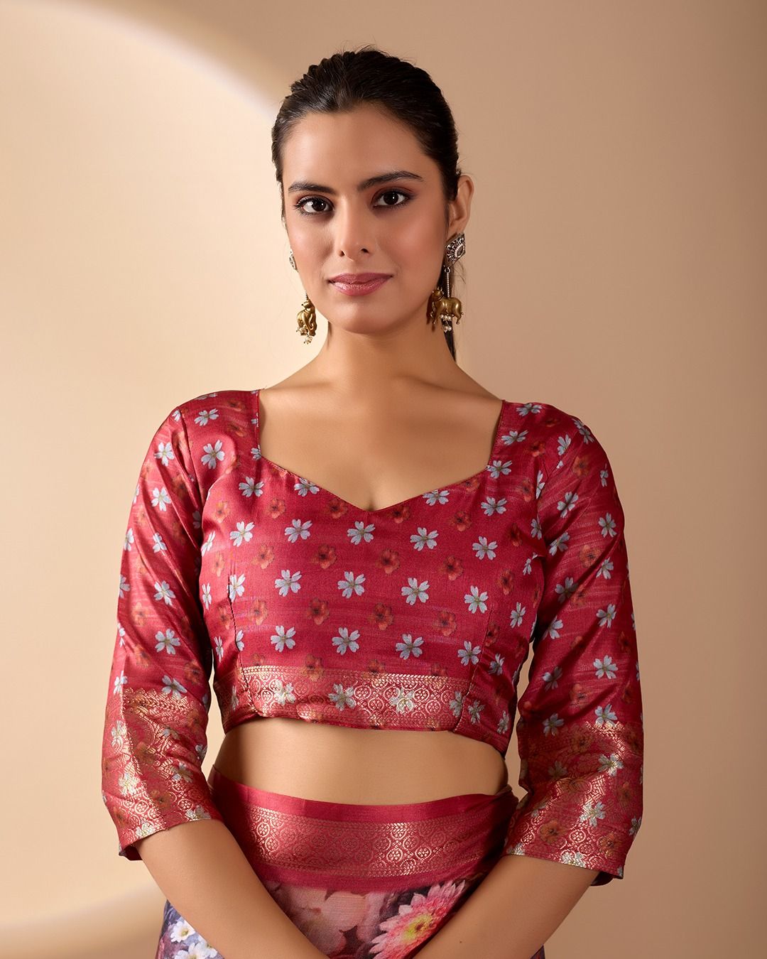 Wine Garden Designer Silk Saree