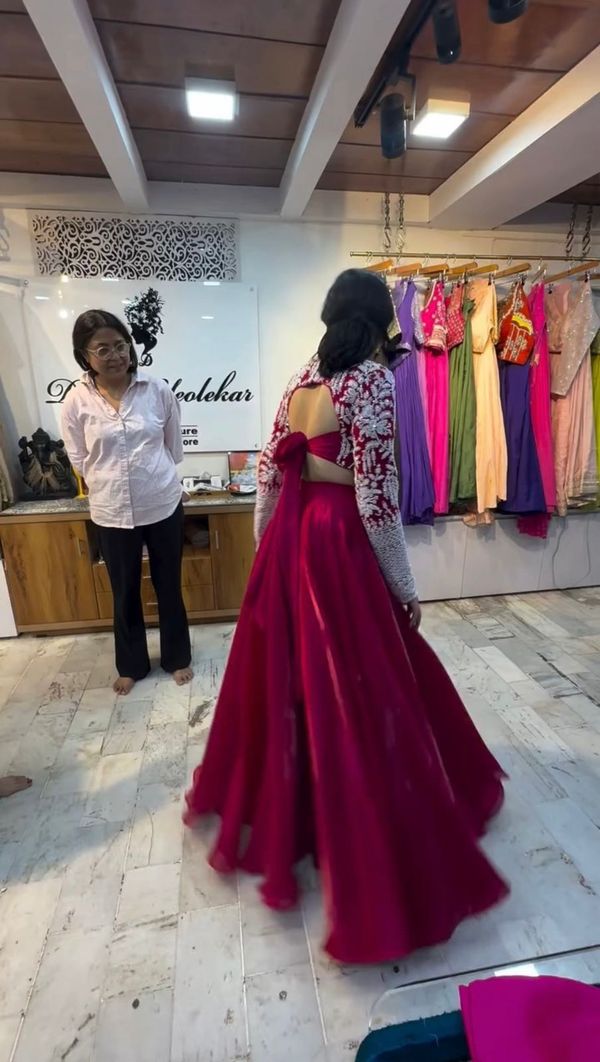 Wine Pink Embroidered Silk Lehenga Set Online