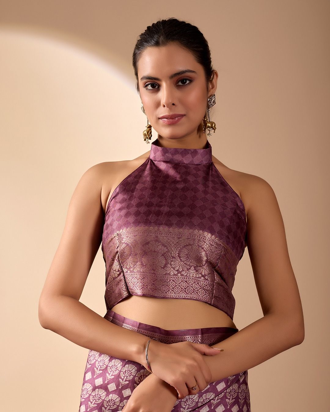 Purple Zari Woven Lichi Silk Saree Online - Varnavi