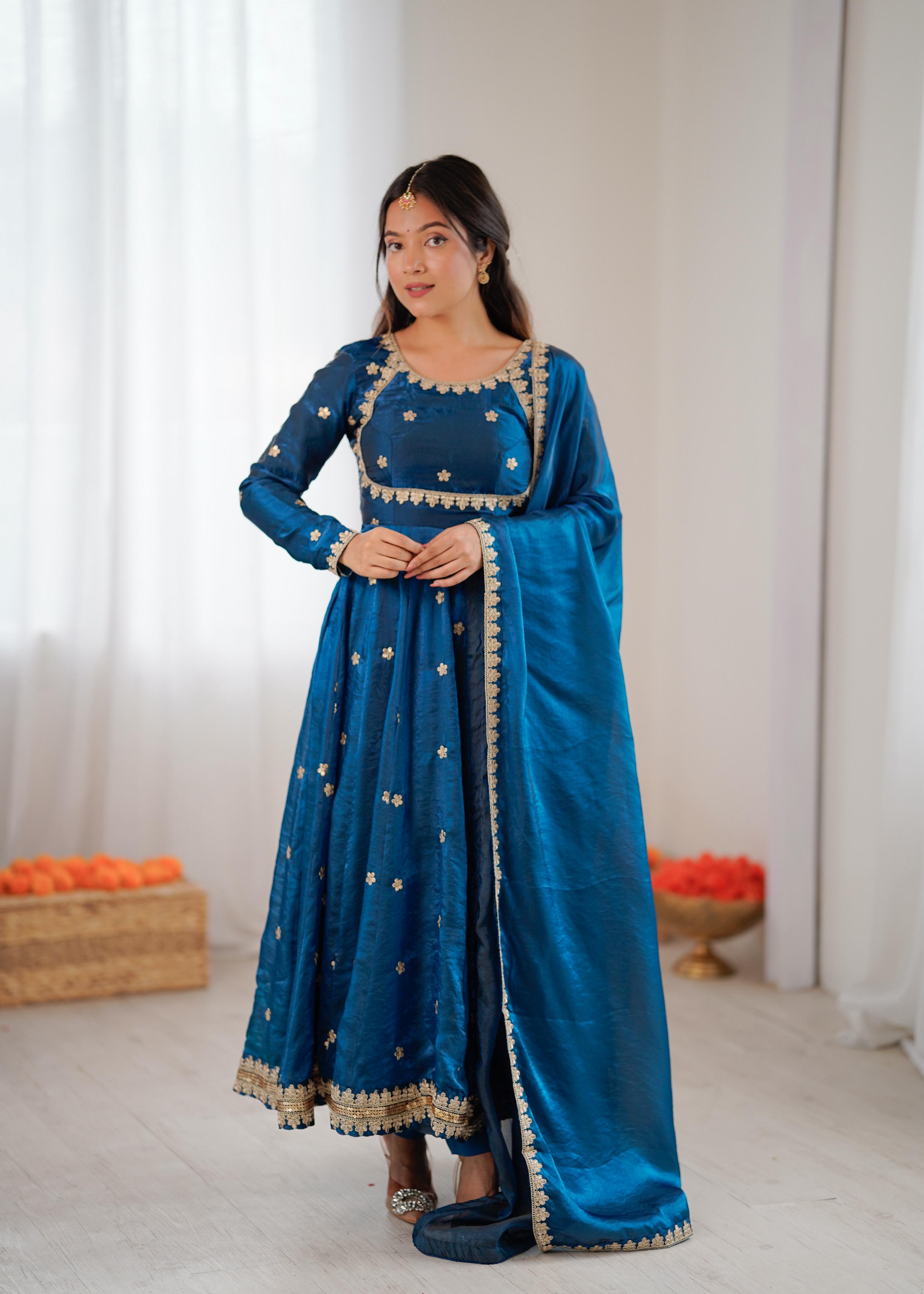 Embroidered red silk salwar suit for bridal