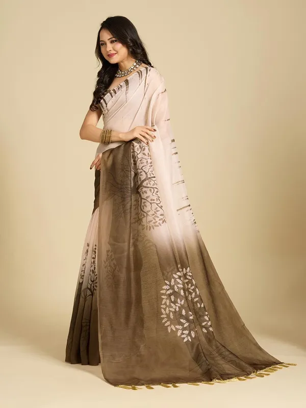 Beige Grace Cotton Silk Saree for Daily Wear