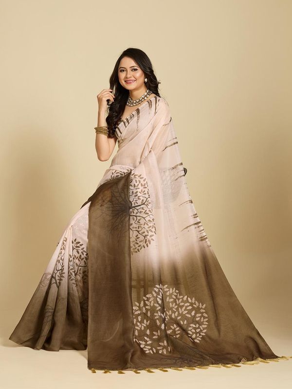 Beige Grace Cotton Silk Saree for Daily Wear