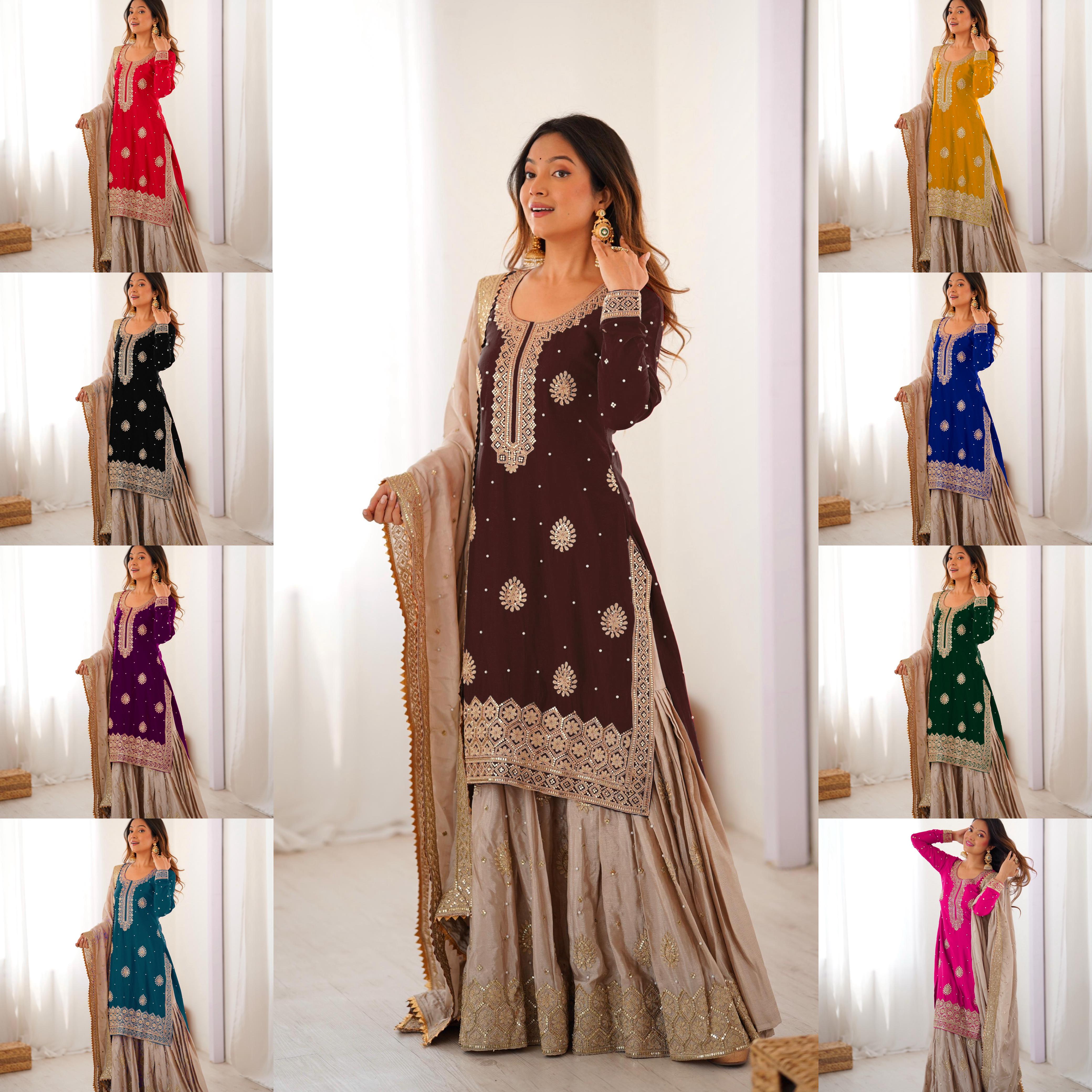 Brown silk salwar suit for wedding