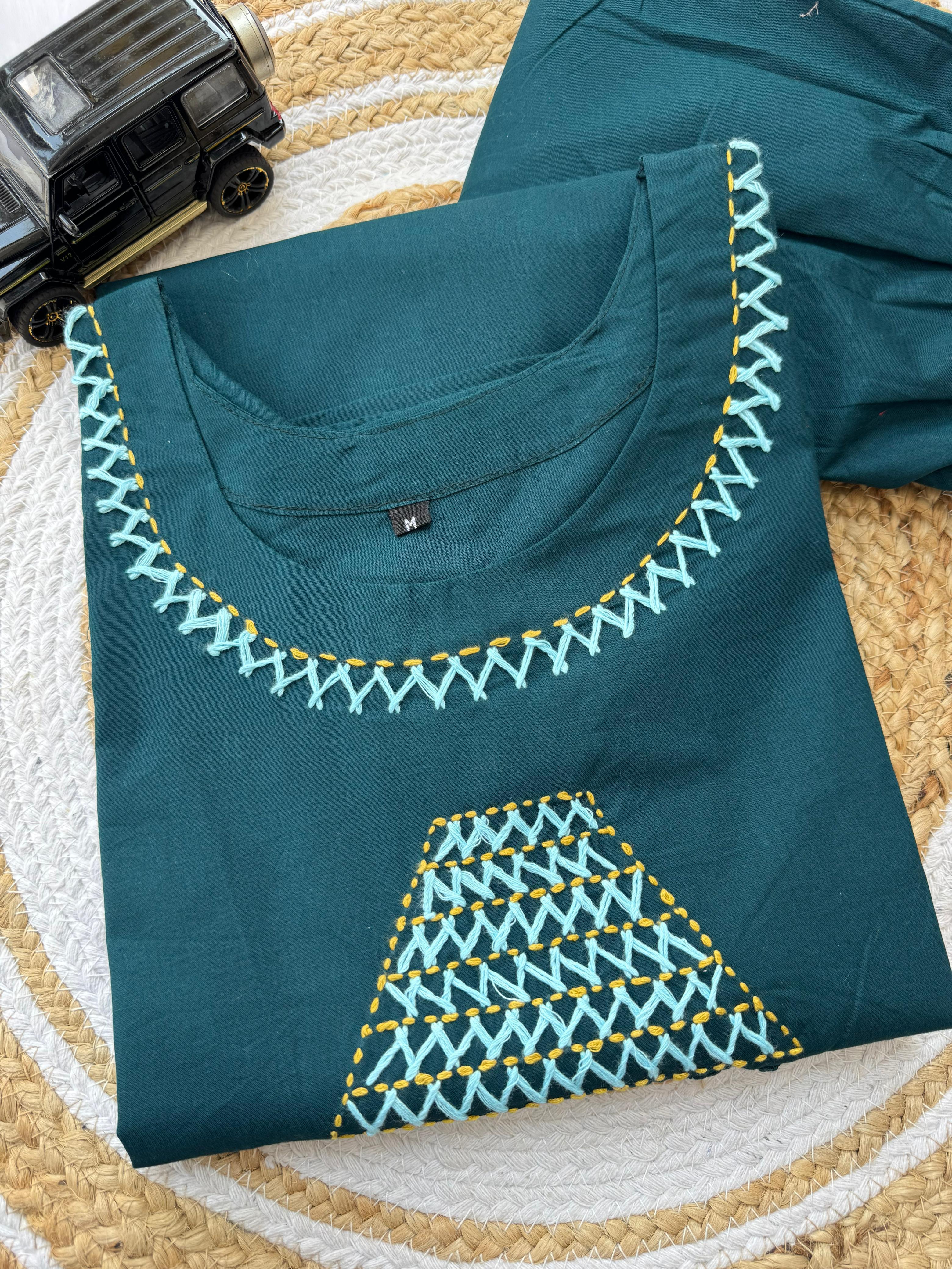 Teal cotton salwar suit