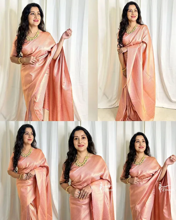 Brown Lichi Silk Saree with Rich Zari Weaving Pallu