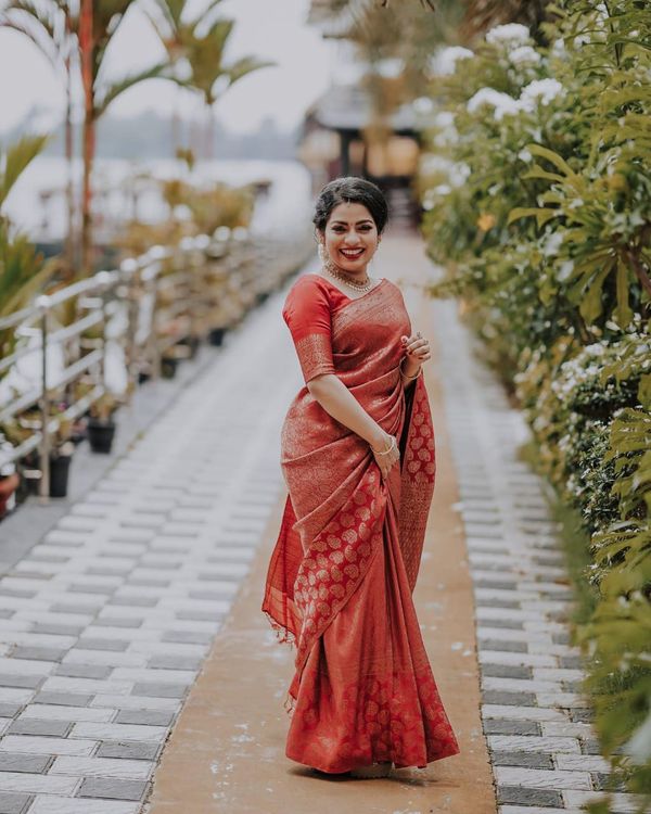 Red Lichi Silk Saree with Rich Golden Jacquard Work