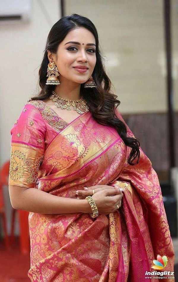 Pink Gold Banarasi Lichi Silk Saree with Rich Zari Work