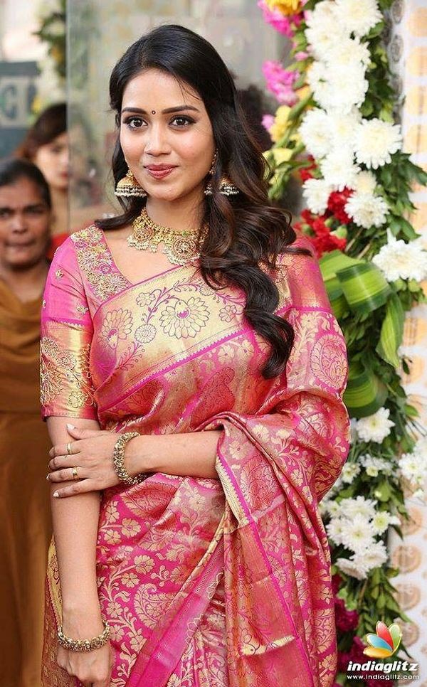 Pink Gold Banarasi Lichi Silk Saree with Rich Zari Work