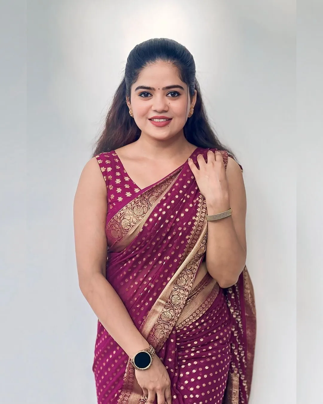 Maroon Lichi Silk Jacquard Saree with Rich Pallu